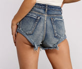 High Waist Roll Up Hem Denim Shorts insstreet